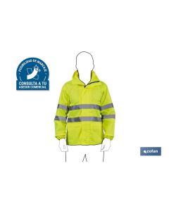 CHAQUETA DE LLUVIA DE ALTA VISIBILIDAD MODELO PÓLUX AMARILLA TALLA XXXL COFAN