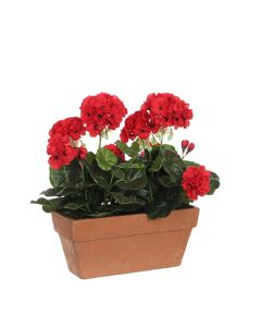 Geranio pvc rojo en jardinera para balcon 29x13x40cm