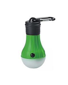 Linterna bombilla led con mosqueton 2 posiciones verde + 3 pilas aaa incluidas