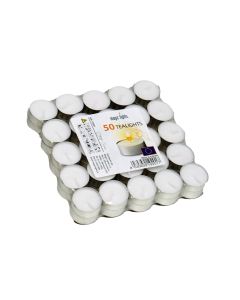 Pack 50 unid. velas blancas 12g sin aroma magic lights