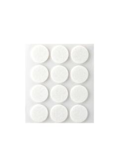 Pack 12 fieltros blancos sinteticos adhesivos ø22mm plasfix inofix