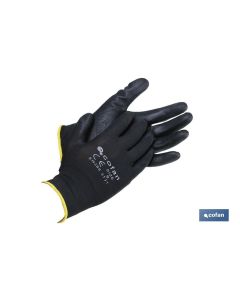 BLÍSTER DE GUANTE DE POLIÉSTER 100 % IMPREGNADO DE PU NEGRO TALLA 9 VENTA UNITARIA COFAN