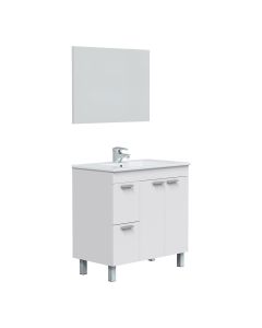 Mueble lavabo 80 2 puertas + 2 cajones + espejo aktiva