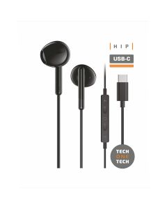 Auriculares hip negros, con usb-c. tech one tech