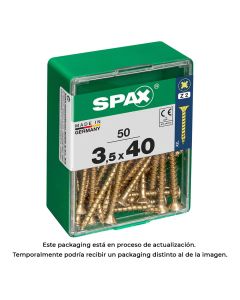 Caja 50 unid. tornillo madera spax cabeza plana yellox 3,5x40mm spax