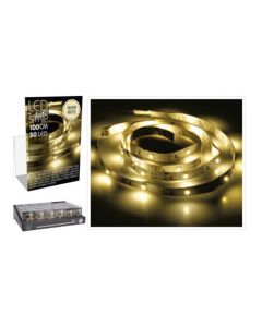 Tira de led 1m 30 leds blanco calido, a pilas