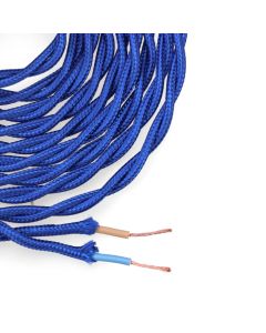 Cable textil trenzado 2x0,75mm azul 5m