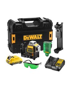 Nivel láser autonivelante verde de 3 líneas 360° xr 12v con batería li-ion 2ah dce089d1g-qw dewalt