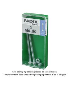 Caja m 2 unid. tornillo metrica cab hex+tuerca cinc m 6x80mm fadix