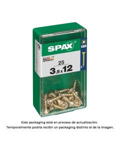 Caja 25 unid. tornillo madera spax cabeza plana yellox 3,5x12mm spax