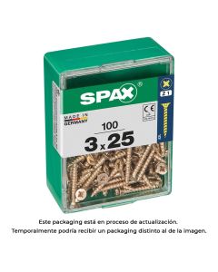 Caja 100 unid. tornillo madera spax cabeza plana yellox 3,0x25mm spax