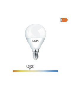 Bombilla esferica led e14 7w 600lm 4000k luz dia ø4,5x8cm edm