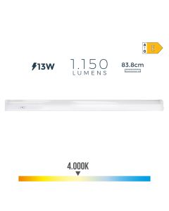 Regleta led 13 w 1150 lm 4000 k luz dia 83.8 x 2.2 x 3.6 cm