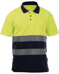 POLO ROCK HV SS YELLOW/NAVY T-M