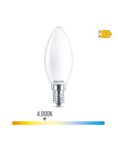 Bombilla vela led e14 6,5w 806lm 4000k luz dia ø3,5x9,7cm. philips