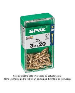 Caja 25 unid. tornillo madera spax cabeza plana yellox 3,5x20mm spax