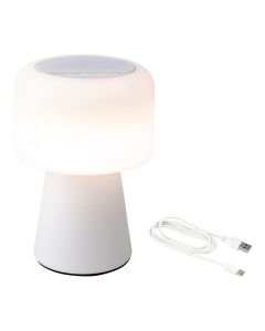 Lámpara led con altavoz para exterior y interior color blanco 22,5cm bluetooth recargable 894417