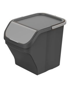 Cubo 25l stack´n sort, 30 x 40 x 34 cm gris con tapa color gris