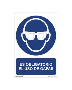 Cartel "es obligatorio el uso de gafas" (pvc 0,7mm) 30x40cm normaluz