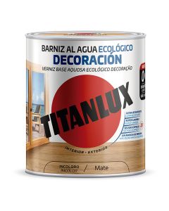 Barniz al agua ecológico decoración mate incoloro 0,750l titanlux m22100034