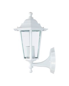 Farol de aluminio y cristal para pared. ip44 e27 60w color blanco ø19,5x21x32cm modelo zurich.