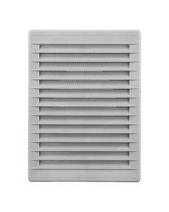 Rejilla ventilacíón rectangular empotrable con mosquitera abs 135x205mm gris