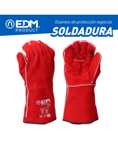 Guante para soldadores piel serraje cosido hilo kevlar talla 10 edm