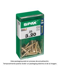 Caja 25 unid. tornillo madera spax cabeza plana yellox 3,0x20mm spax