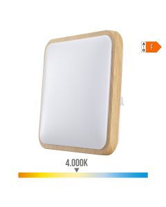 Aplique superficie cuadrado led 18w 1820lm 4000k 33x5x33cm efecto madera edm