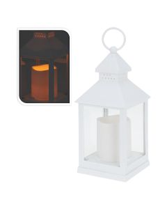 Farol con vela de led 10.5x10.5x23cm blanco