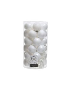 Tubo con 37 bolas blancas decorativas para arbol de navidad ø6cm