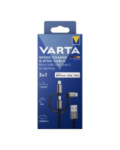 Cable 3 en 1 usb a - lighting - micro usb - tipo c varta