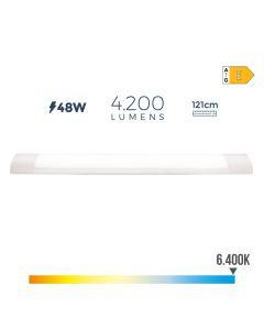 Regleta electronica led 48w 6500k luz fria 4200lm 121,3x3,1x12cm edm