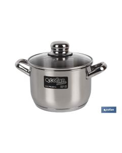 OLLA  INOX INDUCCIÓN 8.8 L MOD POLENTA TAPA DE VIDRIO Ø260 MM COFAN