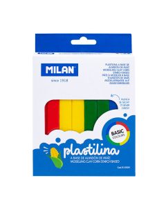 Caja con 4 barras de plastilina de colores 330g milan