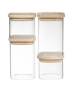 Set 4 botes de cocina hermeticos apilables