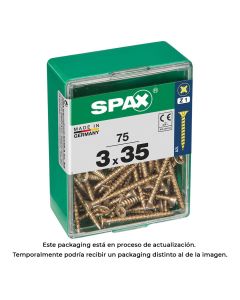 Caja 75 unid. tornillo madera spax cabeza plana yellox 3,0x35mm spax