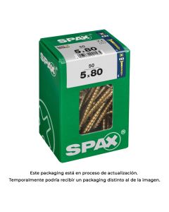 Caja 50 unid. tornillo madera cabeza plana yellox 5,0x80mm spax