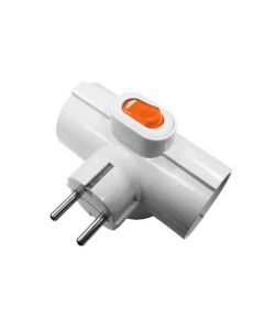 Adaptador triple 2p+t, 16a 250v~ entrada lateral, con interruptor luminoso, blanco (retractilado)