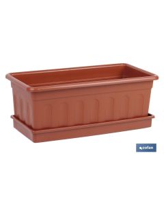 JARDINERA MARRON MODELO AZAHAR 60 X 22 X 15+ PLATO 60 X 22 CM venta unitaria COFAN