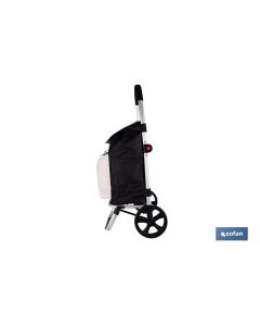 CARRO DE LA COMPRA NEGRO Y BEIGE PLEGABLE DE ALUMINIO CON 2 RUEDAS GRANDES 43 L COFAN