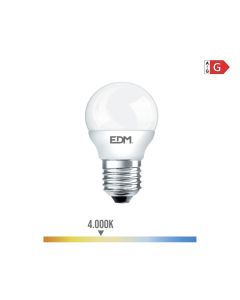 Bombilla esferica led e27 5w 400lm 4000k luz dia ø4,5x8cm edm