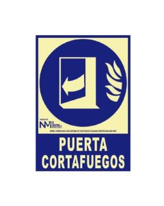 Cartel de extinción "puerta cortafuegos" clase b (pvc 0,7mm) 21x30cm normaluz