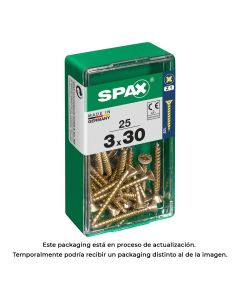 Caja 25 unid. tornillo madera spax cabeza plana yellox 3,0x30mm spax