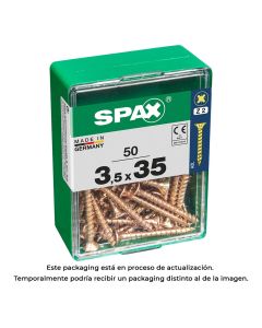 Caja 50 unid. tornillo madera spax cabeza plana yellox 3,5x35mm spax