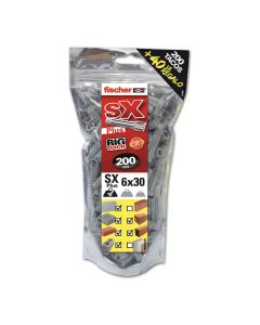 Big pack tacos fischer sx plus ø6x30mm 200 unid. + 40 unid. gratis 568725