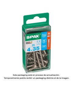 Caja 25 unid. tornillo madera spax cabeza plana inox a2 4,0x35mm spax