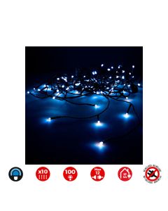 Cortina easy-connect 2x1m 10 tiras 100 leds azul 30v (interior-exterior) total 1,8w