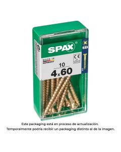 Caja 10 unid. tornillo madera cabeza plana yellox 4,0x60mm spax