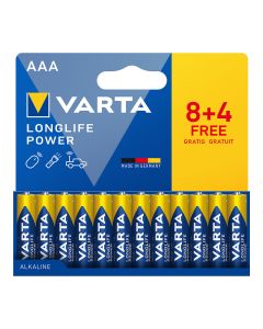 Pila alkalina longlife power aaa - lr03 (blister cartón 12 uds 8+4) ø10,5 x 44,5 mm